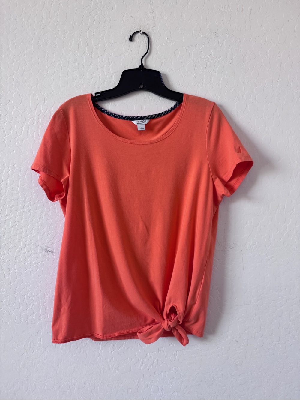 Nautica Coral Short Sleeve Tie-Front Tee